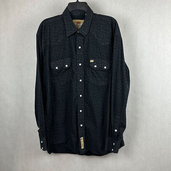 Larry Mahan Cowboy Collection Button Down Shirt Snaps Black Size XL - Picture 1 of 11